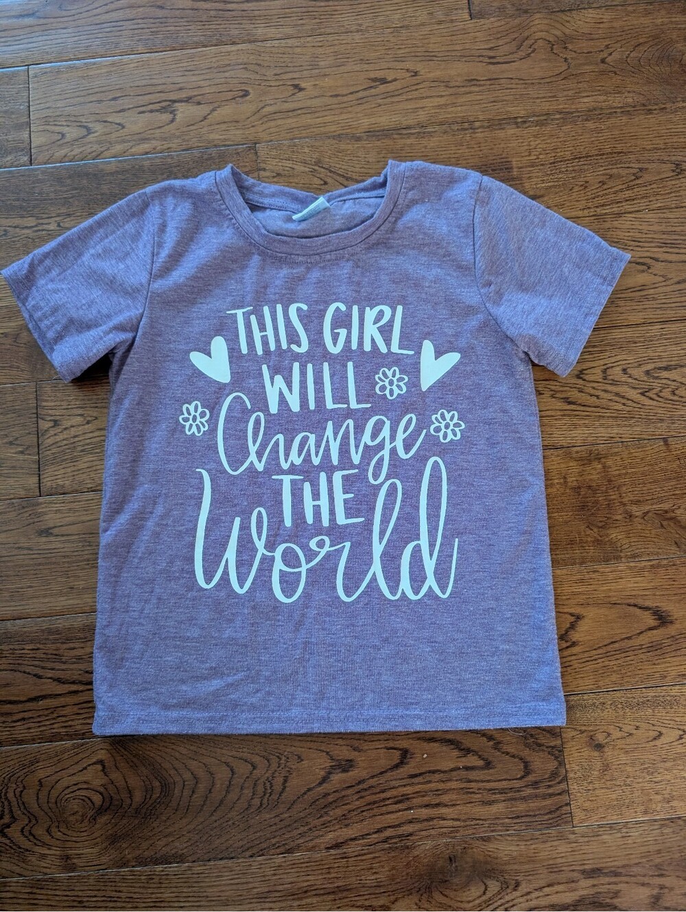 🦩Sparkle in Pink Heathered Purple Message Girls T-shirt Size 3XL 8-9